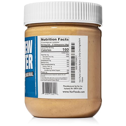 Miniatura 2 de Vör Mantequilla de anacardo natural (12 onzas)  Solo un ingrediente  Vegana, Paleo, Keto, Entero 30 (tarro de 12 onzas)