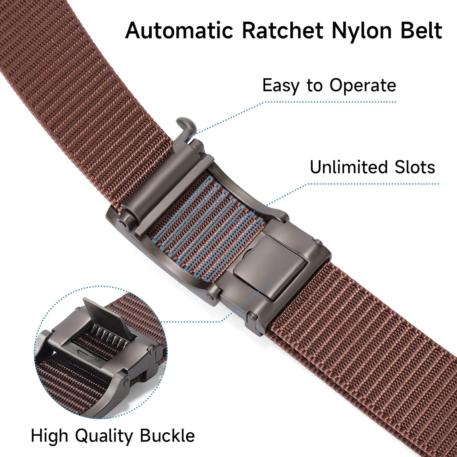 SENDEFN Nylon Ratchet Belts for Men, Golf Web Belt with Automatic Adjustable Buckle Casual Jeans - Image 3