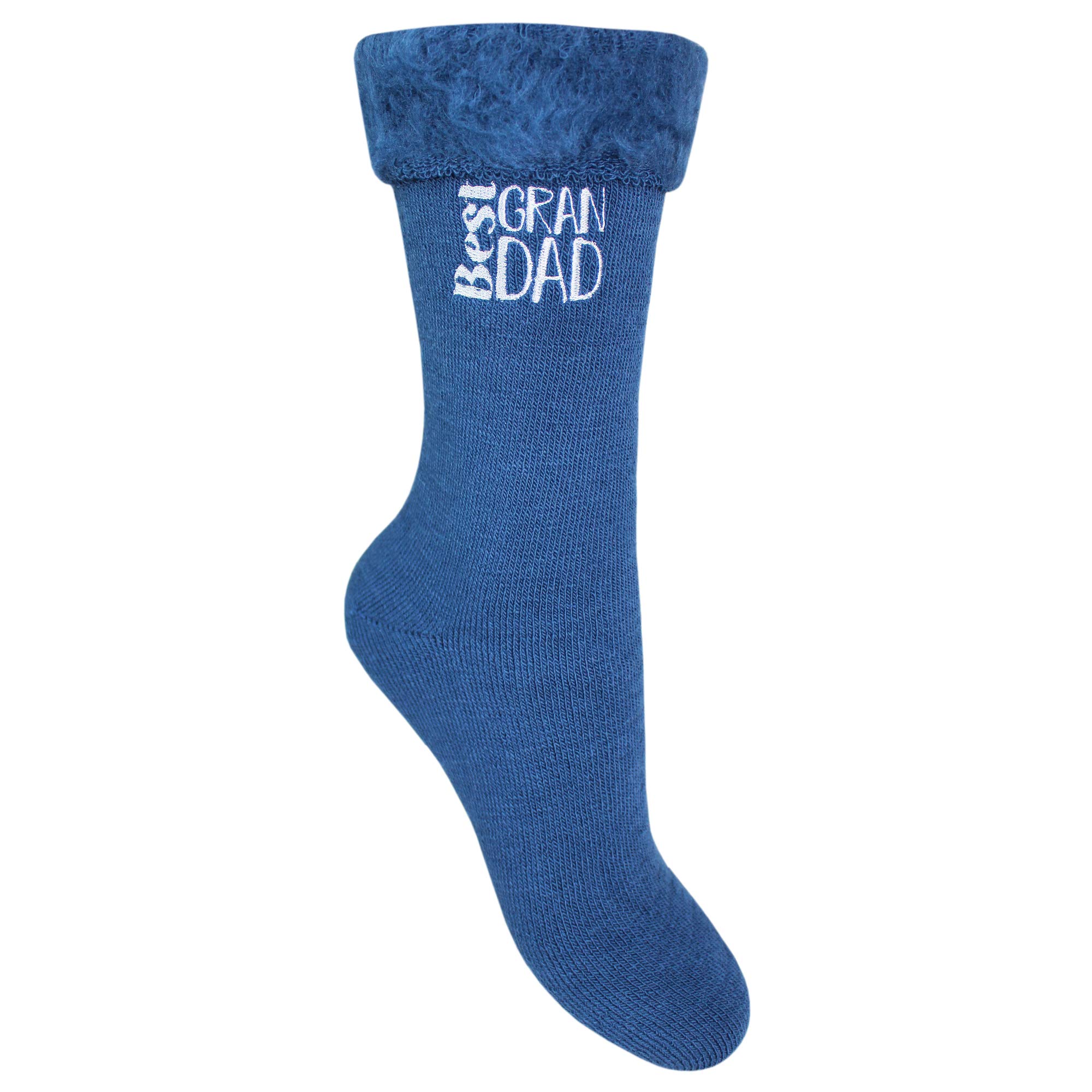 Men's 'Best Grandad' Embroidered Thermal Bed Socks (Navy)