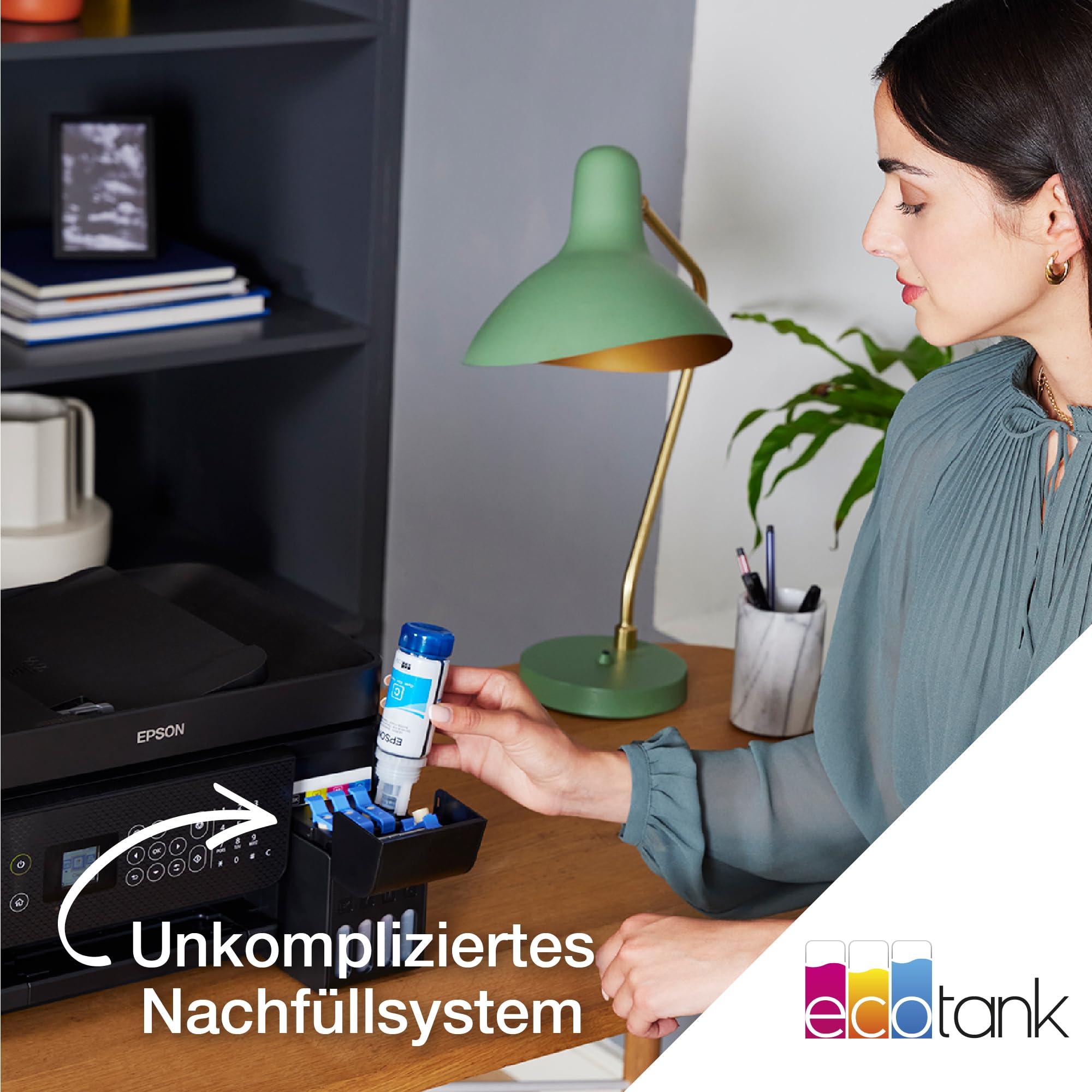 Epson EcoTank ET-4800 Tintentankdrucker A4 WLAN Ethernet Drucken Kopieren Scannen Faxen ADF LCD-Display