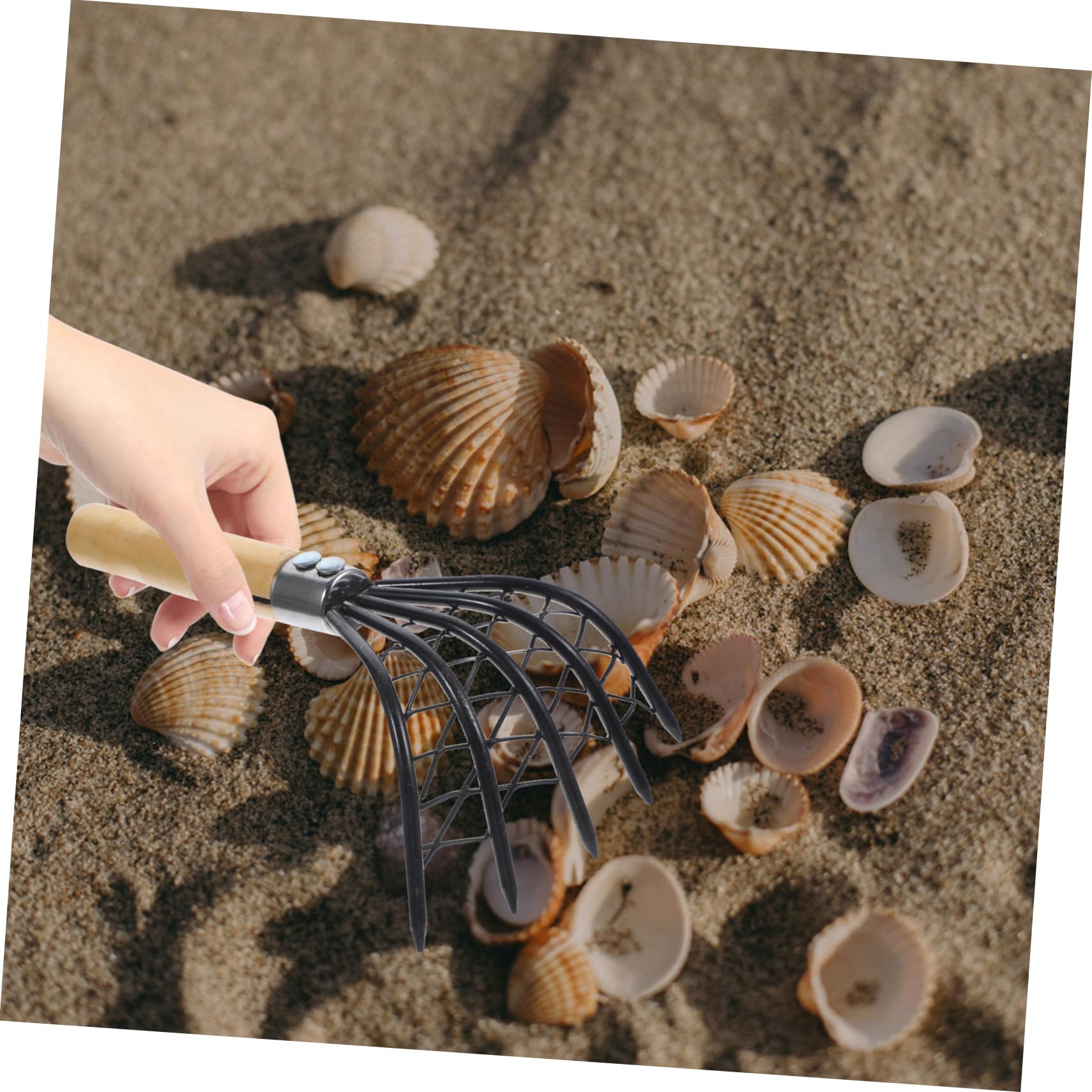 BESTonZON 2stücke Muschelrechen Mit Holzgriff Werkzeug Zum Ausgraben Von Muscheln Und Meeresfrüchten Für Strand Langlebig Und rutschfest Effizient Und Benutzerfreundlich
