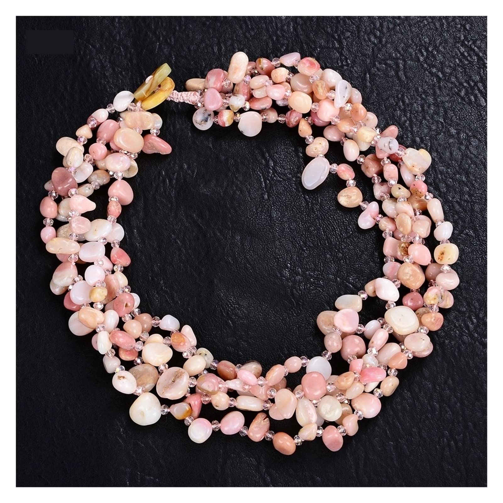 Gioielli 20 pollici 5 fili collana di cristallo opale rosa soddisfare Collane da donna