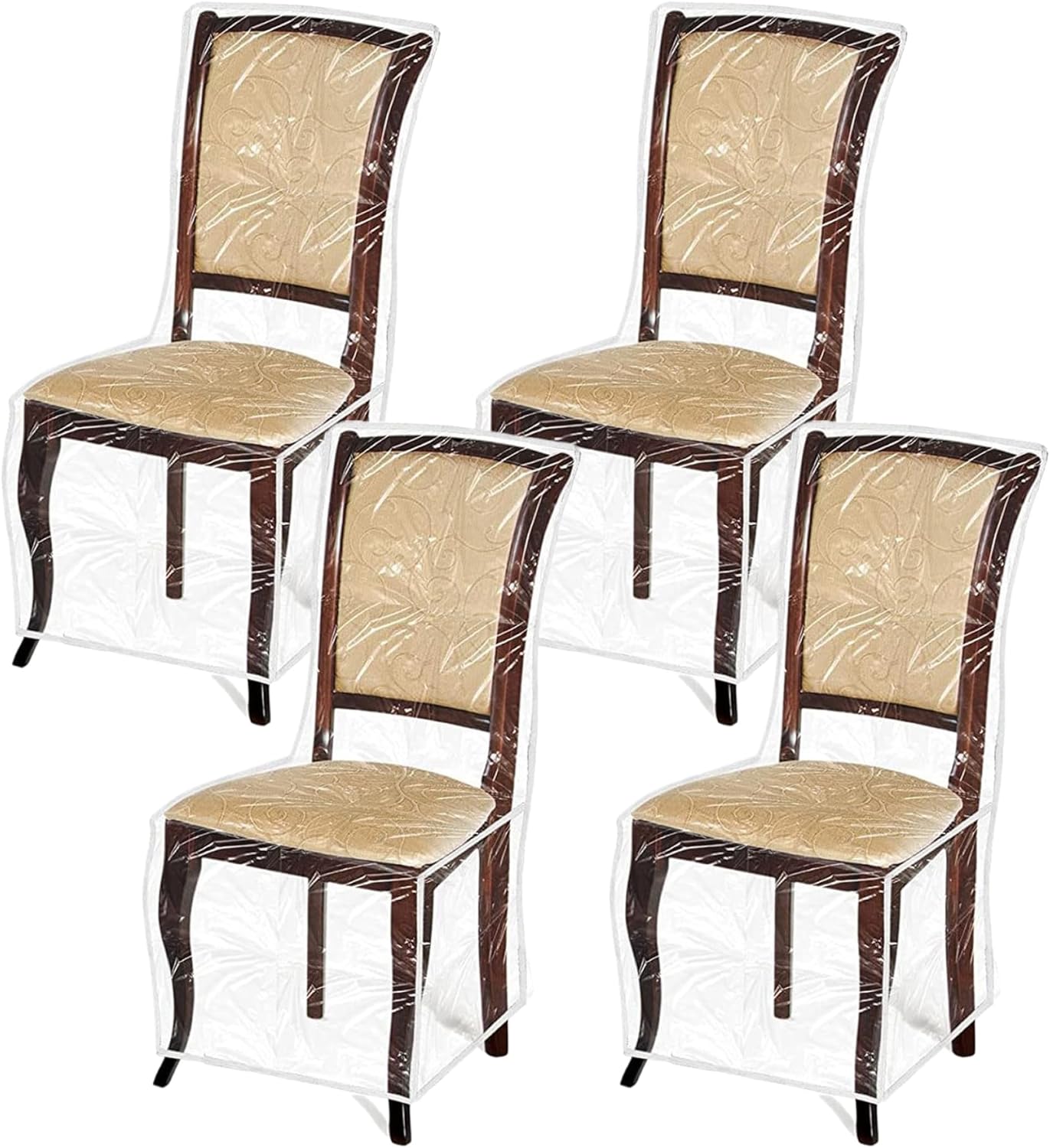 Dining Chair Covers Set of 4 Clear Stain Resistant Plastic Chair Covers Easy to Clean Protectors from Water Dust Pet Claws Kids Scratch Decor.
