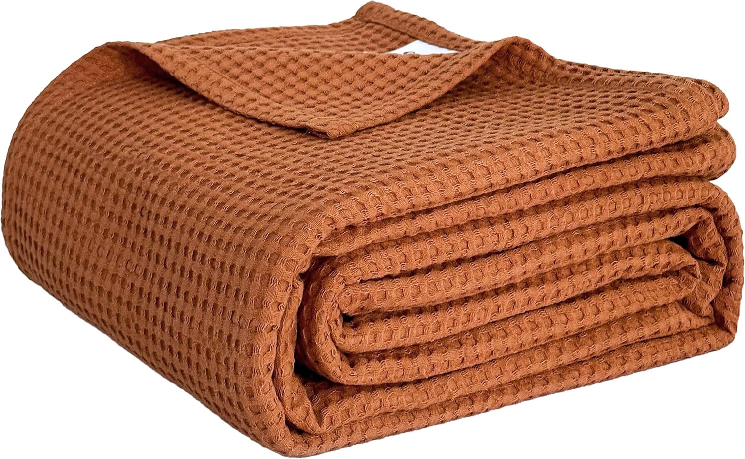 Simple&Opulence 100% Cotton Waffle Weave Throw Blanket 40"x50", Soft Lightweight Breathable Cozy Washed, Layer Blanket for Couch Bed Sofa, Farmhouse Home Decor for Adults All-Season, Rust Orange