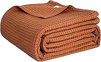 Simple&Opulence 100% Cotton Waffle Weave Throw Blanket 40x50 Rust Orange - Soft Breathable All-Season Cozy Layer for Couch Bed Sofa