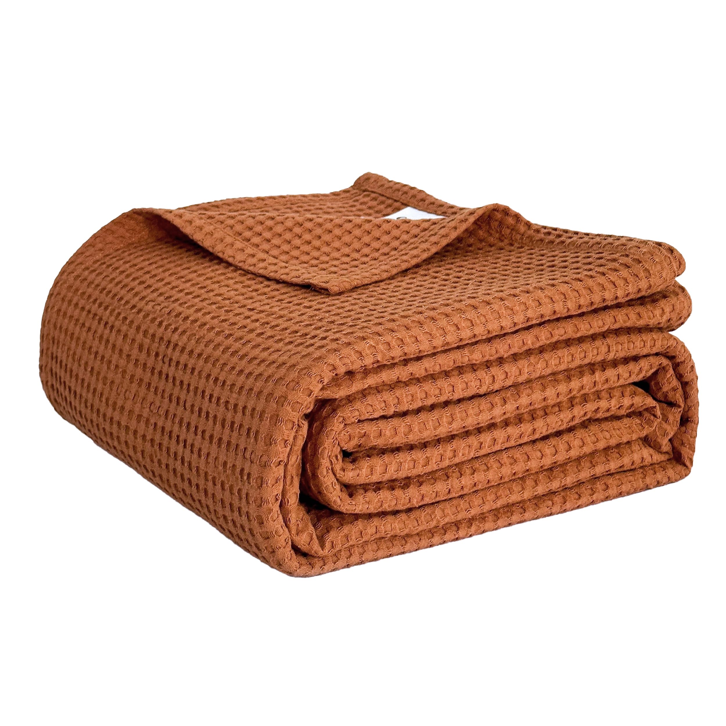 Photo 1 of Simple&Opulence Cotton Waffle Weave Throw Blanket 40"x50" Rust Orange