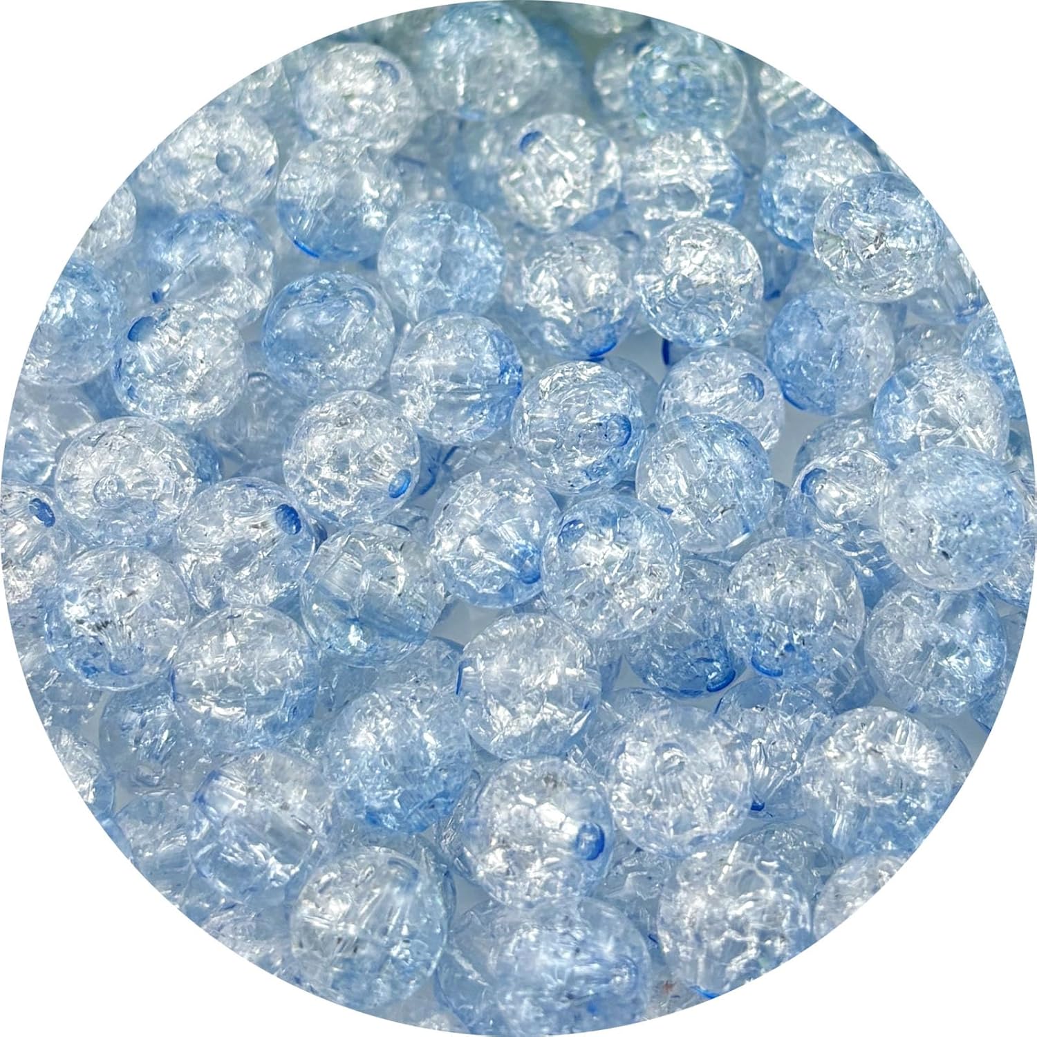 Jmassyang 200 Pieces 10mm Acrylic Crackle Beads Crystal Round Plastic Spacer Bead for DIY Decoration Necklaces Bracelets Earrings Jewelry Making(Light Blue)