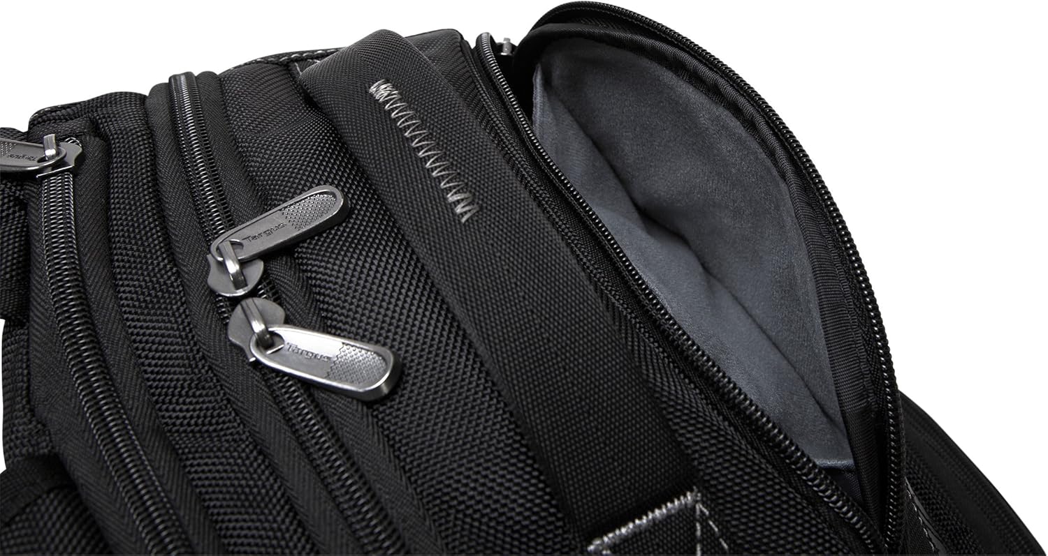 Targus Legend IQ Backpack Laptop bag for Business Professional and College Student with Durable Material, Pockets Throughout, Headphone Cord Pocket, TrolleyStrap, Fits 16-Inch Laptop, Black (TSB705US) : Electronics