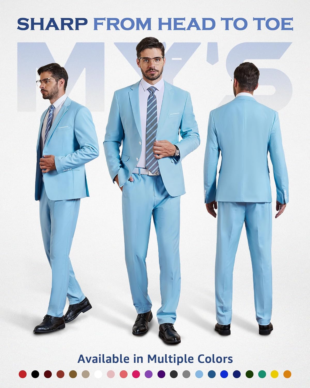 MY'S Men's Slim Fit Blazer, Two Button Casual Lightweight Jacket, Sport Coat for Daily - Image 2