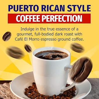 Cafe El Morro Dark Roast Espresso Ground Coffee Authentic Dark Roast Style Bold Espresso Powder Premium Gourmet Coffee Experience in a Rich, Full-Bodied 10 oz Can for Daily Brewing