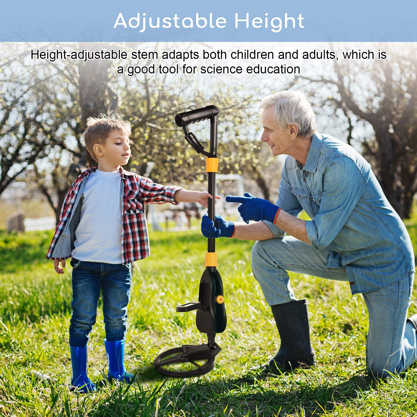 Yosoo Metal Detector for Adults & Kids, Deep Sensitive, Treasure Scanner, Adjustable Height, Dial, Large LCD Display