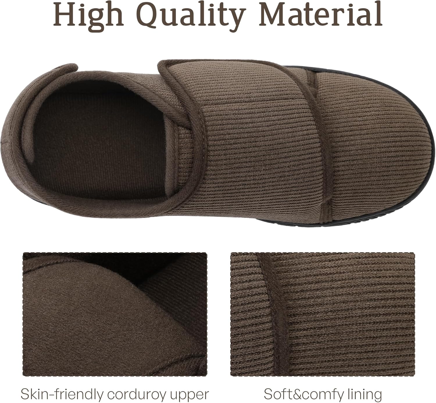 Mens Memory Foam Diabetic Slippers Comfy with Coral Fleece Lining for Arthritis Edema Swollen Feet House Shoes for Men - Image 4