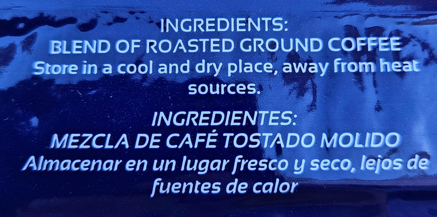 Ingredients and storage instructions on PIPO coffee packaging