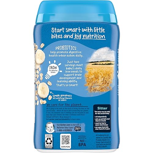 Miniatura 2 de Gerber Baby Cereal 2nd Foods Probiótico avena plátano 8 onzas paquete de 6
