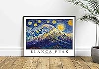 Vista 4 de Blanca Peak - Póster impreso de noche estrellada, arte de pared de montaña Blanca Peak, decoración de arte para dormitorio, obra de arte de cumbre