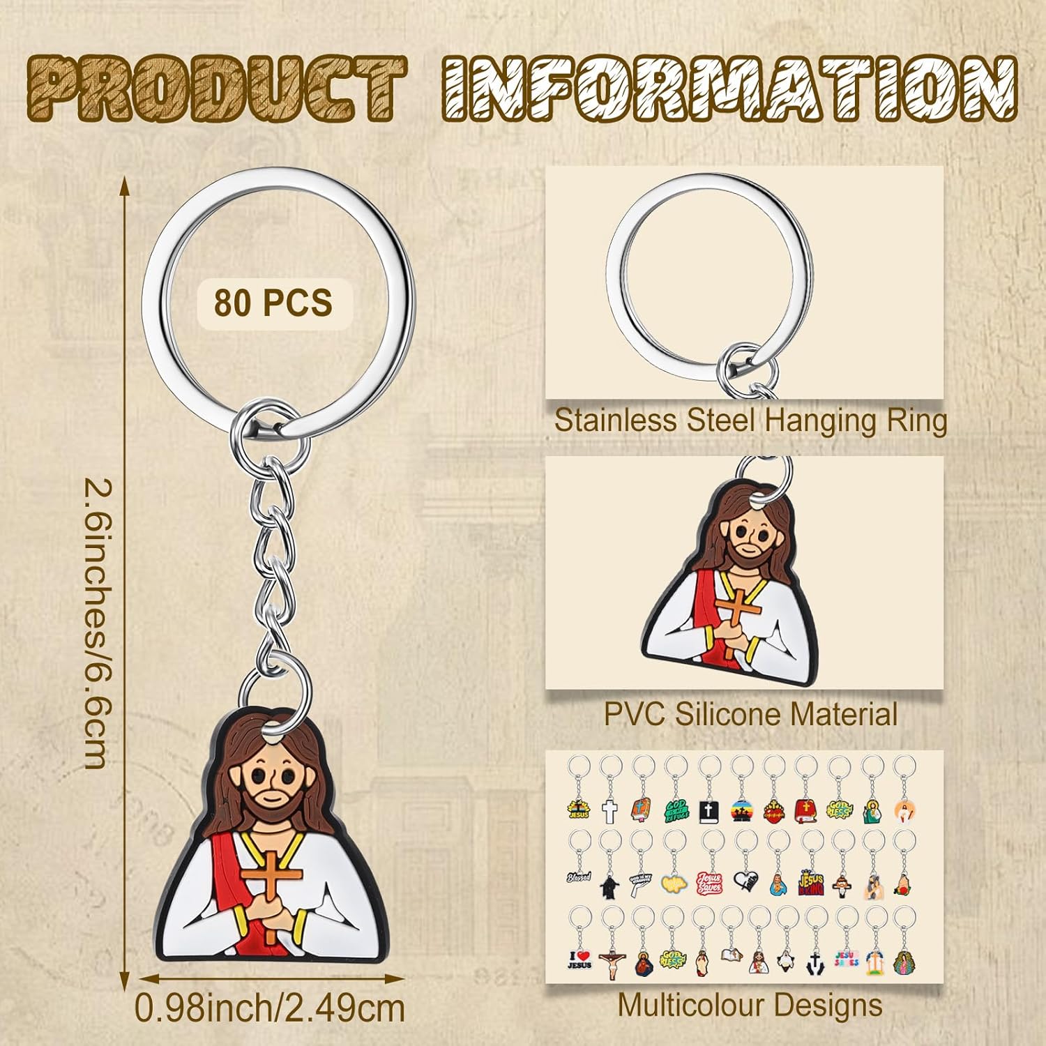 80 Pcs Christian Keychains Jesus Bible Verse Key Chains Bulk Christian Gift Party Favors for Women Men Religious Cross Scripture Charms Christmas Church Gift Prizes Supplies - Image 3