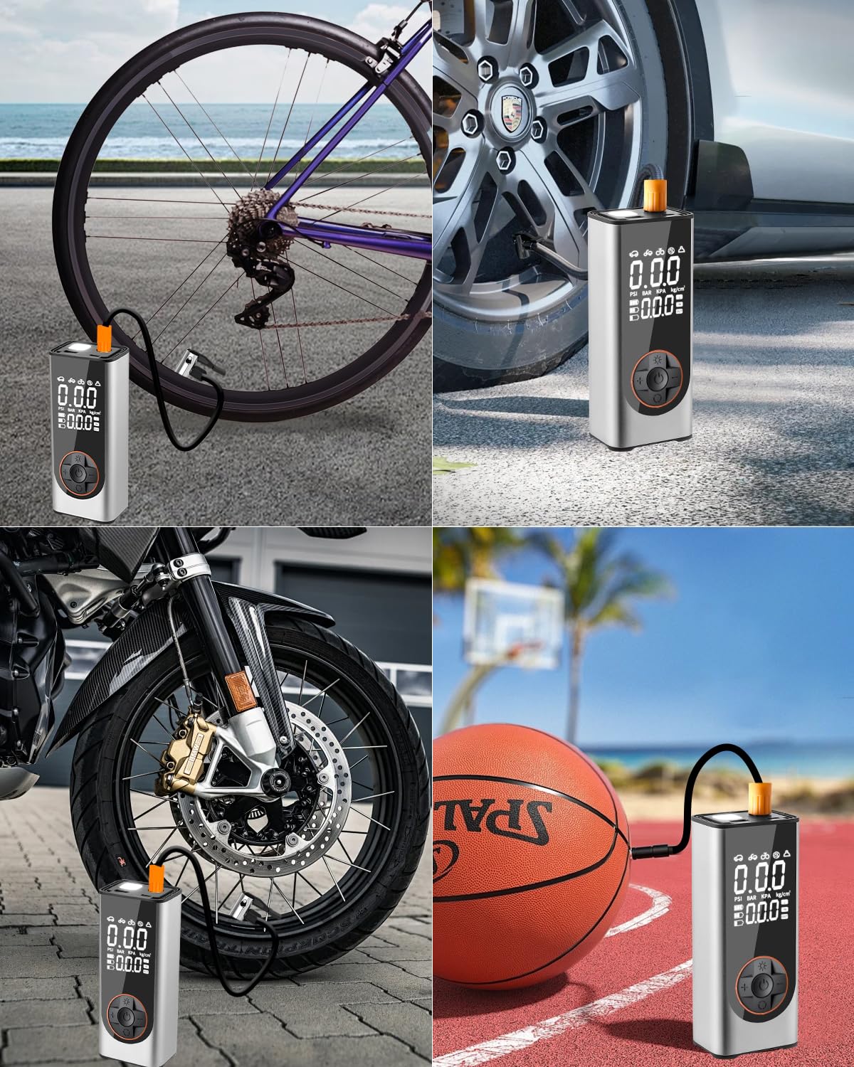 Inflador Ruedas Coche 6000mAh, 150PSI Mini Bomba De Aire Bicicleta