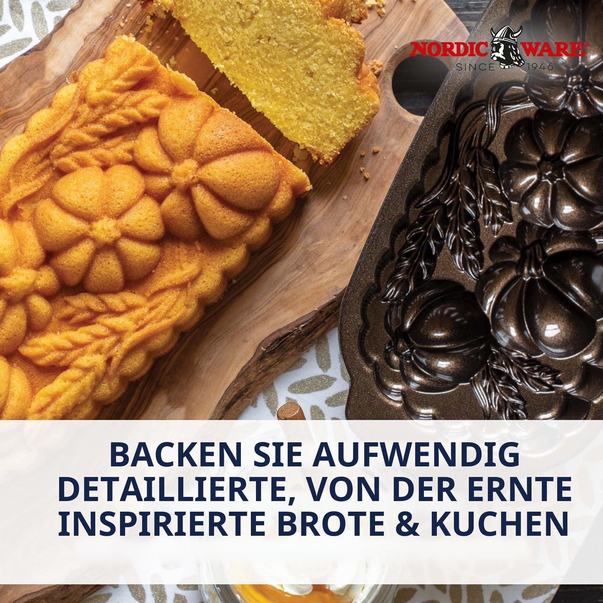 Nordic Ware 93448 Weizen- und Kürbisguss-Kastenform, 6 Tassen, bronzefarben