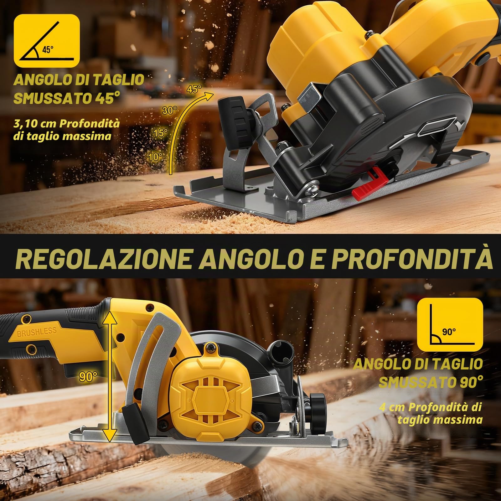 Roadtime Sega circolare a batteria da 5 pollici per DeWalt da 20 V (senza batterie), mini sega circolare professionale con 2 lame, sega per legno e coltello diamantato, ideale per legno, metalli