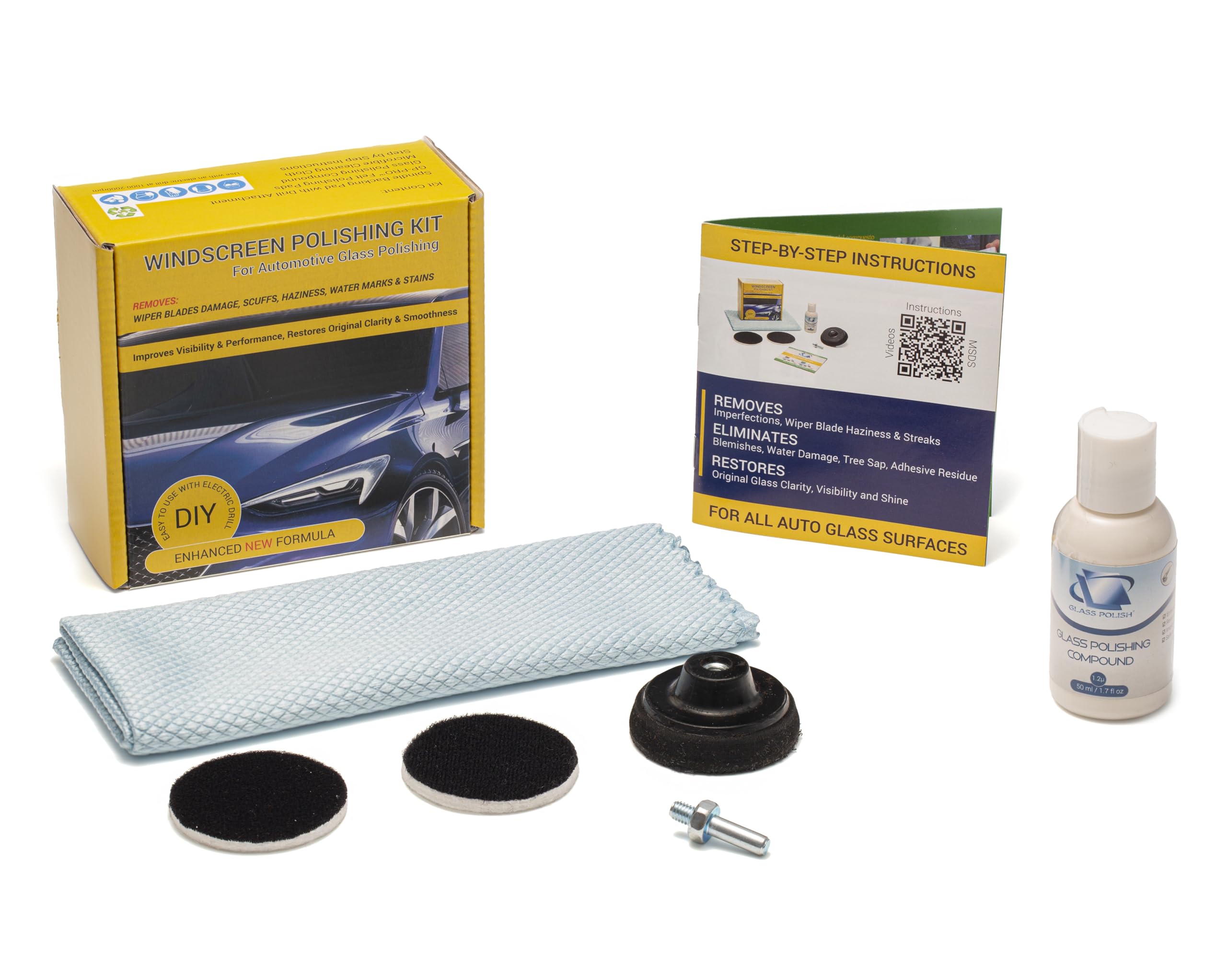 Glass Polish Kit de Polissage de Pare-Brise - Réparation de Verre Automobile Bricolage de 50 mm - Élimine Les Dommages des Essui