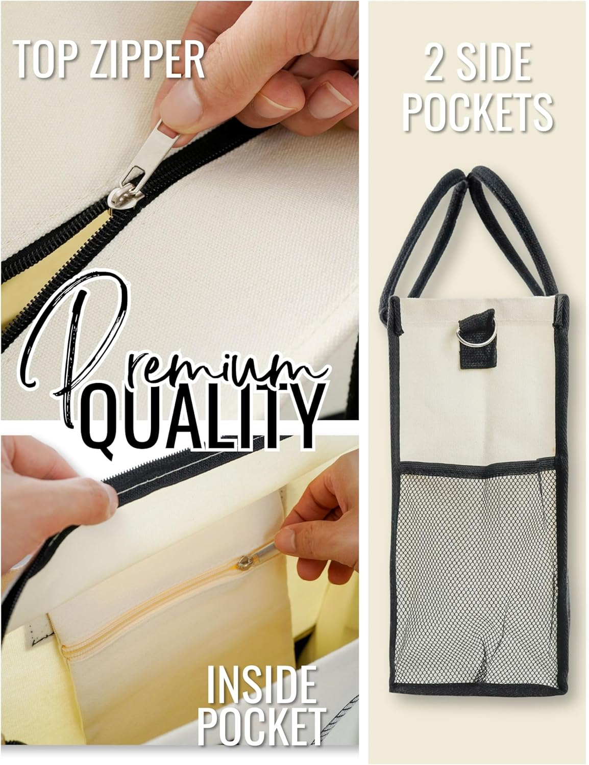 InnoBeta Twin Mom Gifts Canvas Tote Bag, with Top Zipper Closure and Shoulder Strap for Birthday, Mother's Day, Christmas - Image 7