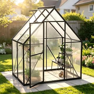 Gewächshaus Polycarbonat 6x4FT Aluminium Rahmen Garten Pflanzenhaus