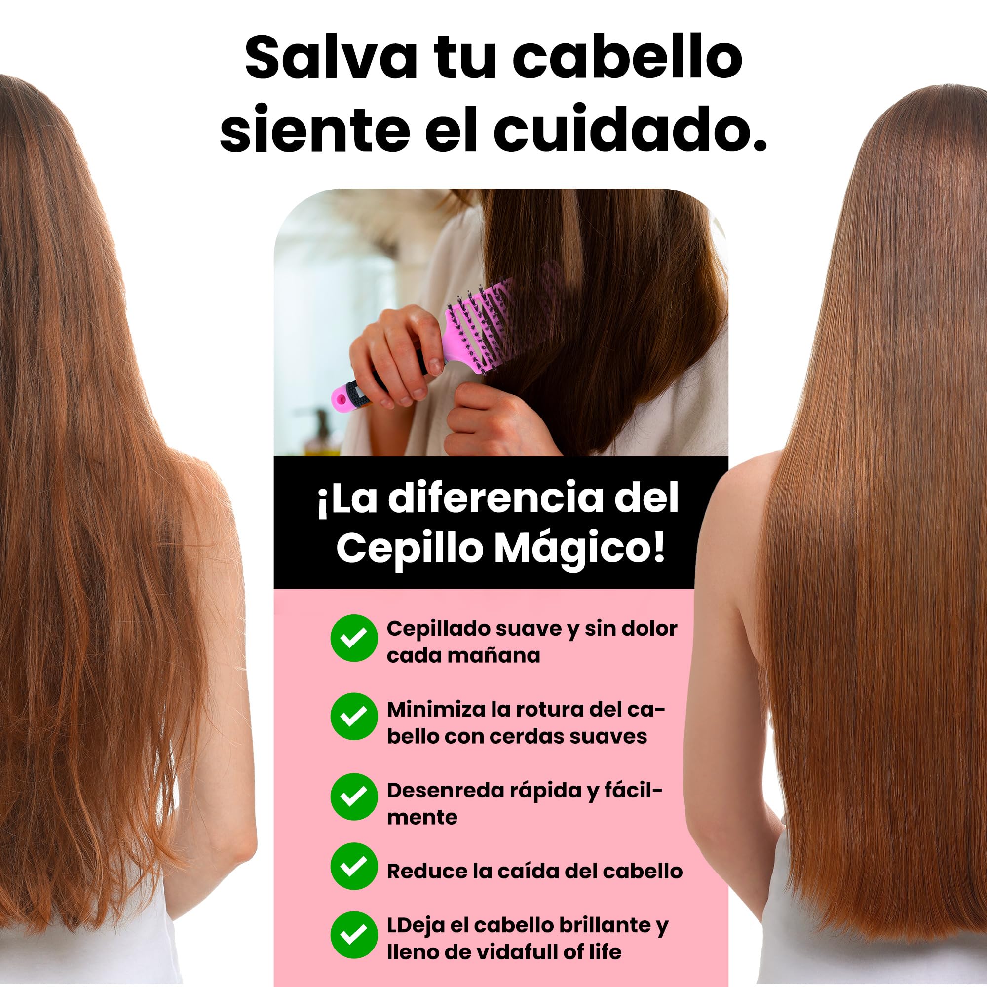 Cepillo de Pelo SAKKAL, Cerdas de Jabali Naturales para Pelo Largo, Grueso, Fino, Rizado y Enredado, Peinado Profesional Desenredante, Secado Rapido, Antitirones, Mujer Ninos Hombre Salon