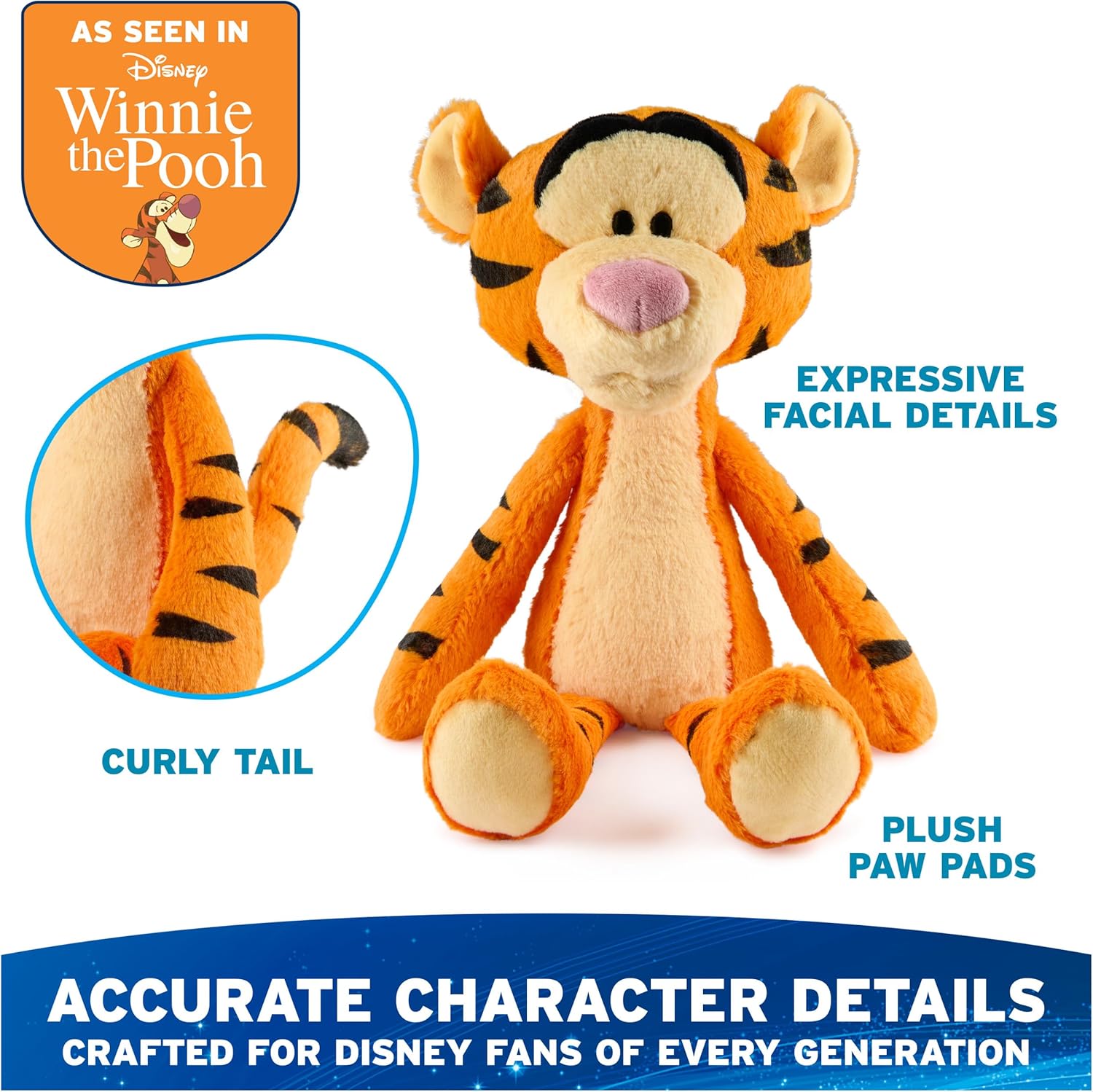 GUND Disney Official Tigger Toothpick Plush, Winnie The Pooh, Tigger Stuffed Animal for Ages 1 and Up, Orange, 15”