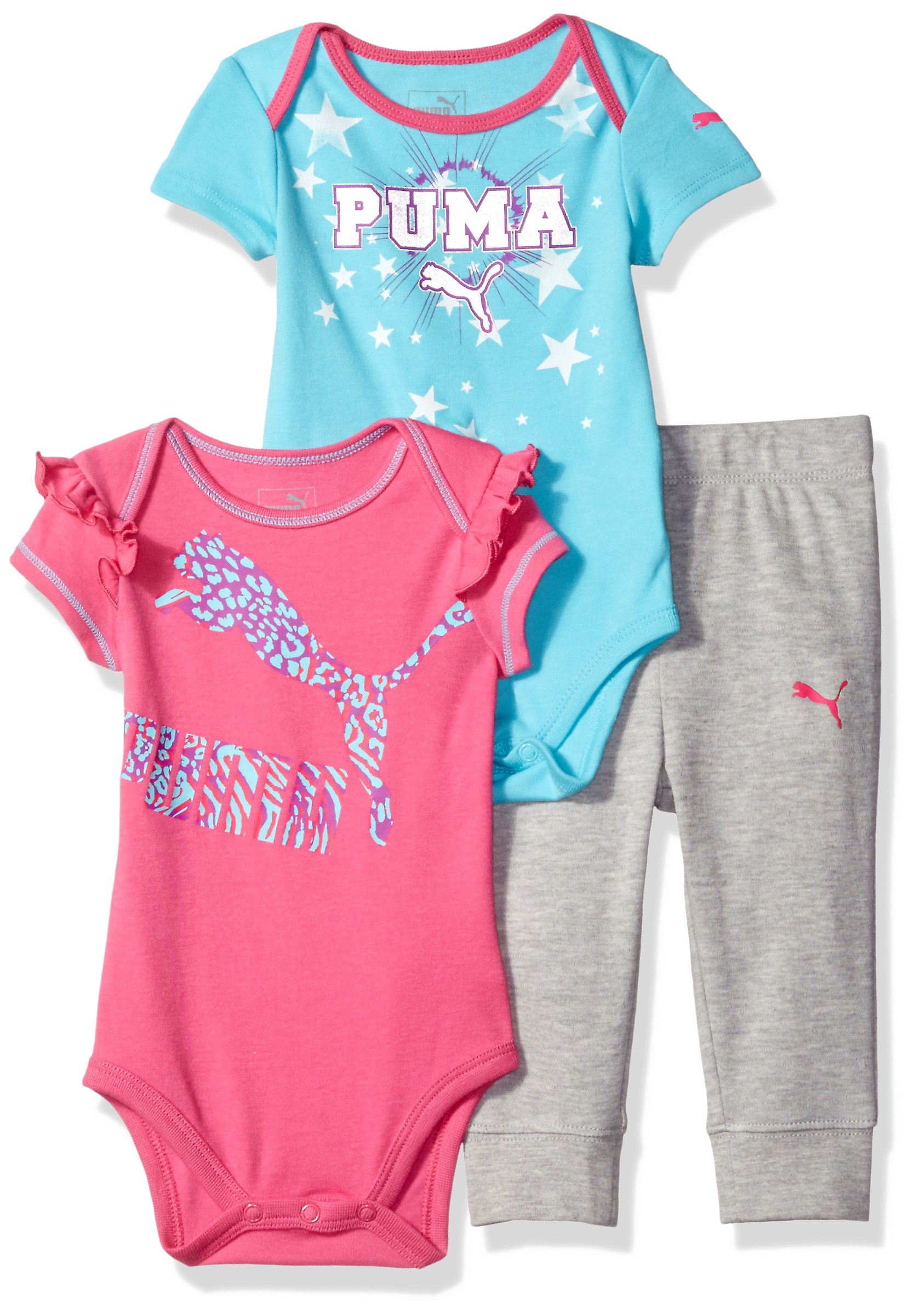 PUMA Girls' 3-Piece Bodysuit and Pant Set