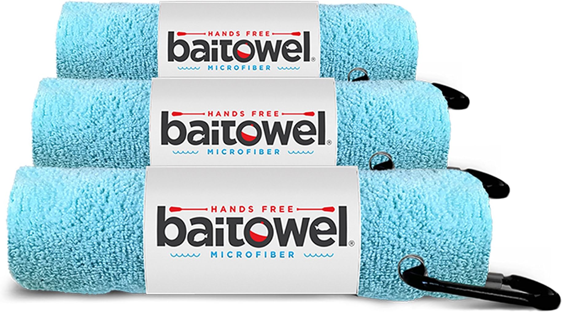Bait Towel 3 Pack Fishing Towels with Clip, Plush Microfiber nap Fabric, 16x16, The Original Bait Towel Value 3 Pack