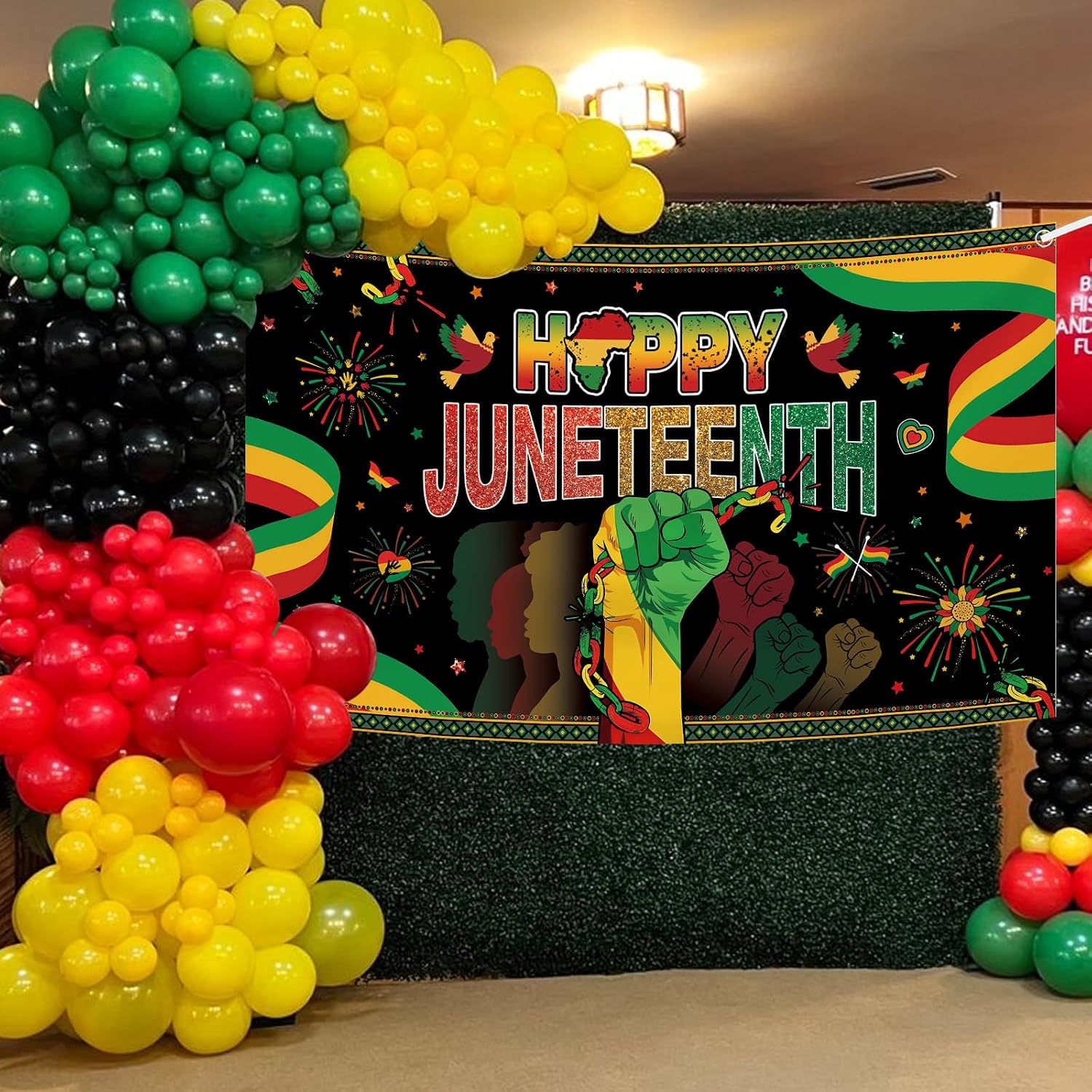 AIBIIN Happy Juneteenth Backdrop African American Independence Day Background Banner Freedom Day Banner for Juneteenth Party Decorations 6x3.6ft image 3