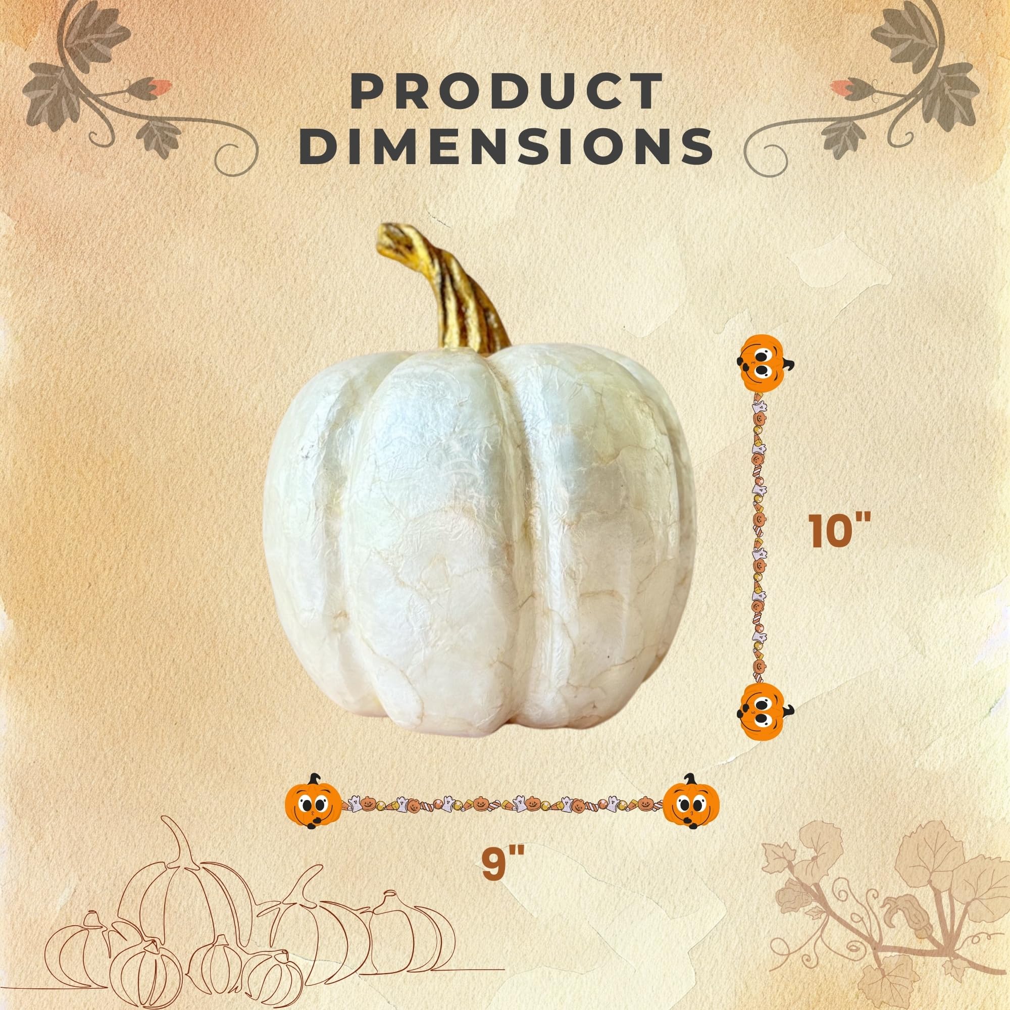 Holiday Tree Handcrafted Capiz Ivory Pumpkin (Tall) – Classic Fall Pumpkin Decor for Gatherings, Thanksgiving Feasts or Thoughtful Gifts.