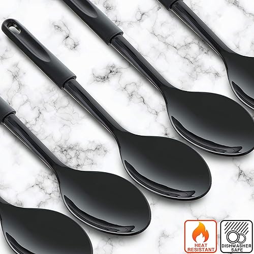 Miniatura 3 de Juego de cucharas de cocina, cuchara de cocina, cuchara para untar hecha de nailon resistente al calor con mango de plástico, ideal para usar con