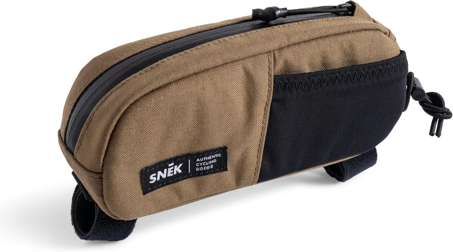 SNEK Ridge Top Tube Bag for Bicycles 0.66L | Weather Resistant Cordura Bike Frame Bag with Bolt or Velcro Mount Pockets Internal Key Clip Lightweight Cycling Storage Bag | Coyote Brown