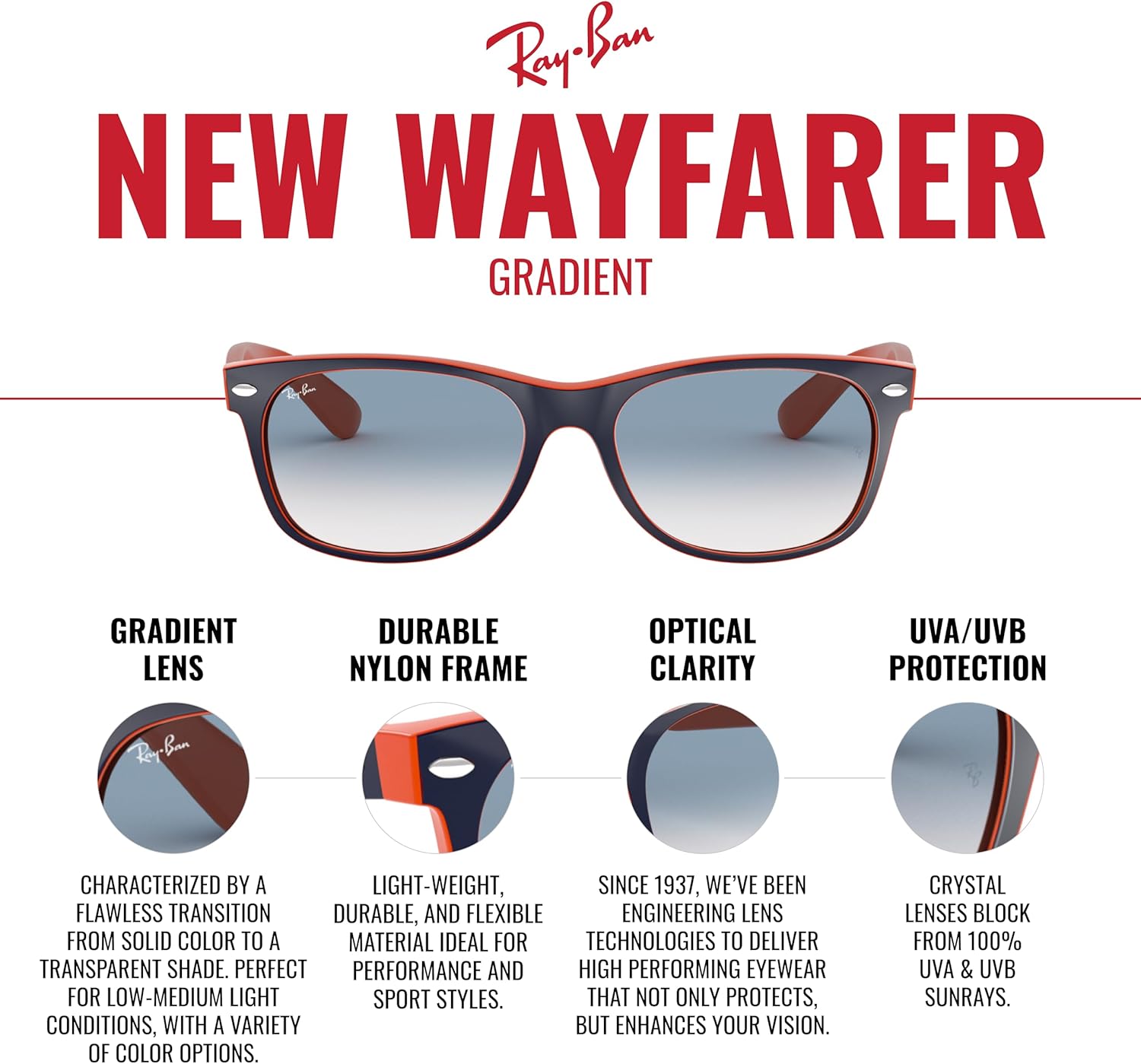Ray-Ban Rb2132 New Wayfarer Gradient Square Sunglasses - Image 6