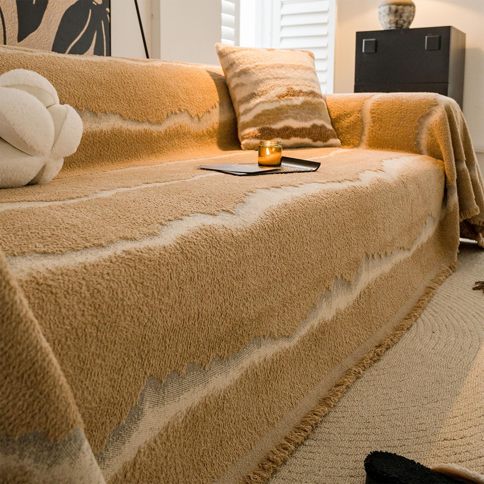 Housse de canapé chenille coton matelassée pour salon familial et animaux