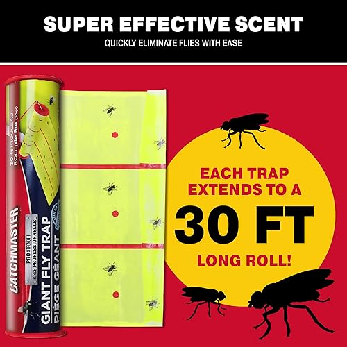 Miniatura 2 de Catchmaster Trampa Adhesiva Gigante para Moscas 1 Paquete 9 Metros Cada Una, Trampas Adhesivas para Moscas al Aire Libre, Atrapador de Insectos