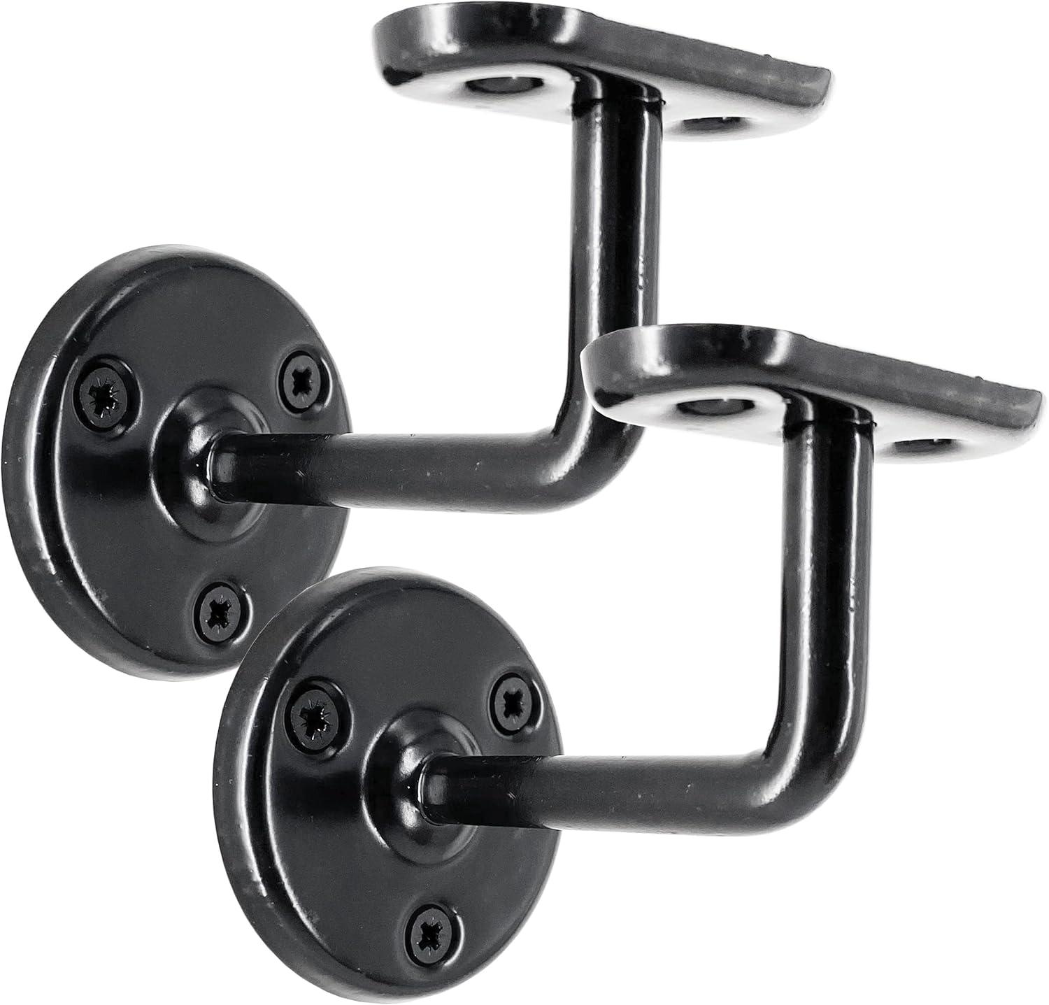 IRONTITE® 2X Black Handrail Brackets, Heavy Duty Banister Rail Brackets