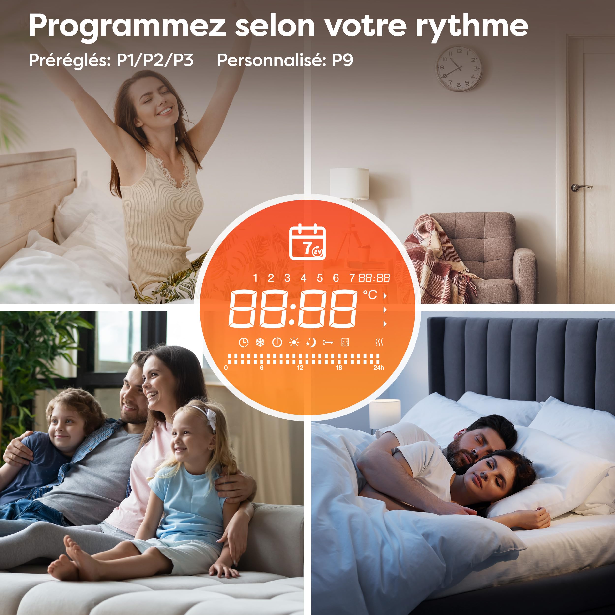 CIARRA Radiateur Céramique et Film Chauffant 1500W - WiFi Chauffage Mural Intelligent PID pour Salon/Salle de Bain (10-20㎡) - Chaleur Homogène - Anti-Gel - CBHTD15A-W