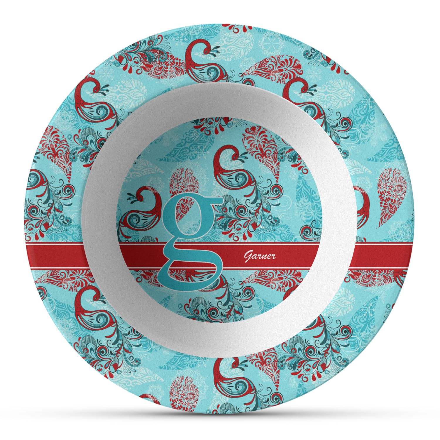 Personalized Peacock Plastic Bowl - Microwave Safe - Composite Polymer