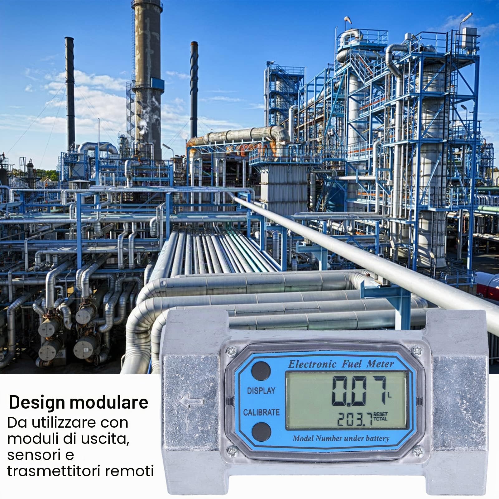 Misuratore di Portata a Turbina 2 Pollici, 35 a 200 L/min Misuratore di Portata Elettronico Digitale per Carburante Liquido Acqua Gasolio 2,3 V‑3,3 V LLW‑50