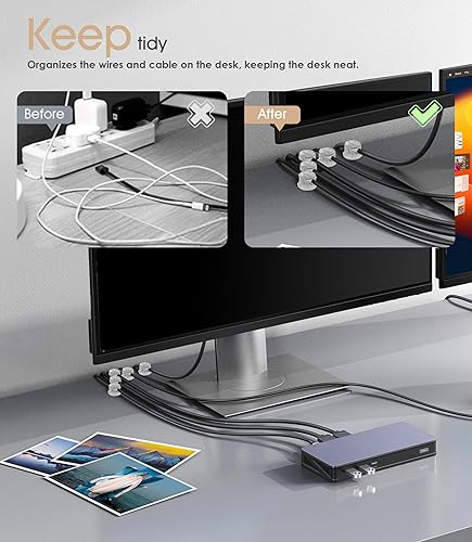 Miniatura 6 de Nearockle - Paquete de 8 organizadores magnéticos de cables [bloqueo giratorio para cables], clips para cables, soporte magnético fuerte mejorado,