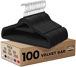 Utopia Home Velvet Hangers 100 Pack – Premium Non-Slip Slim Clothes & Co...