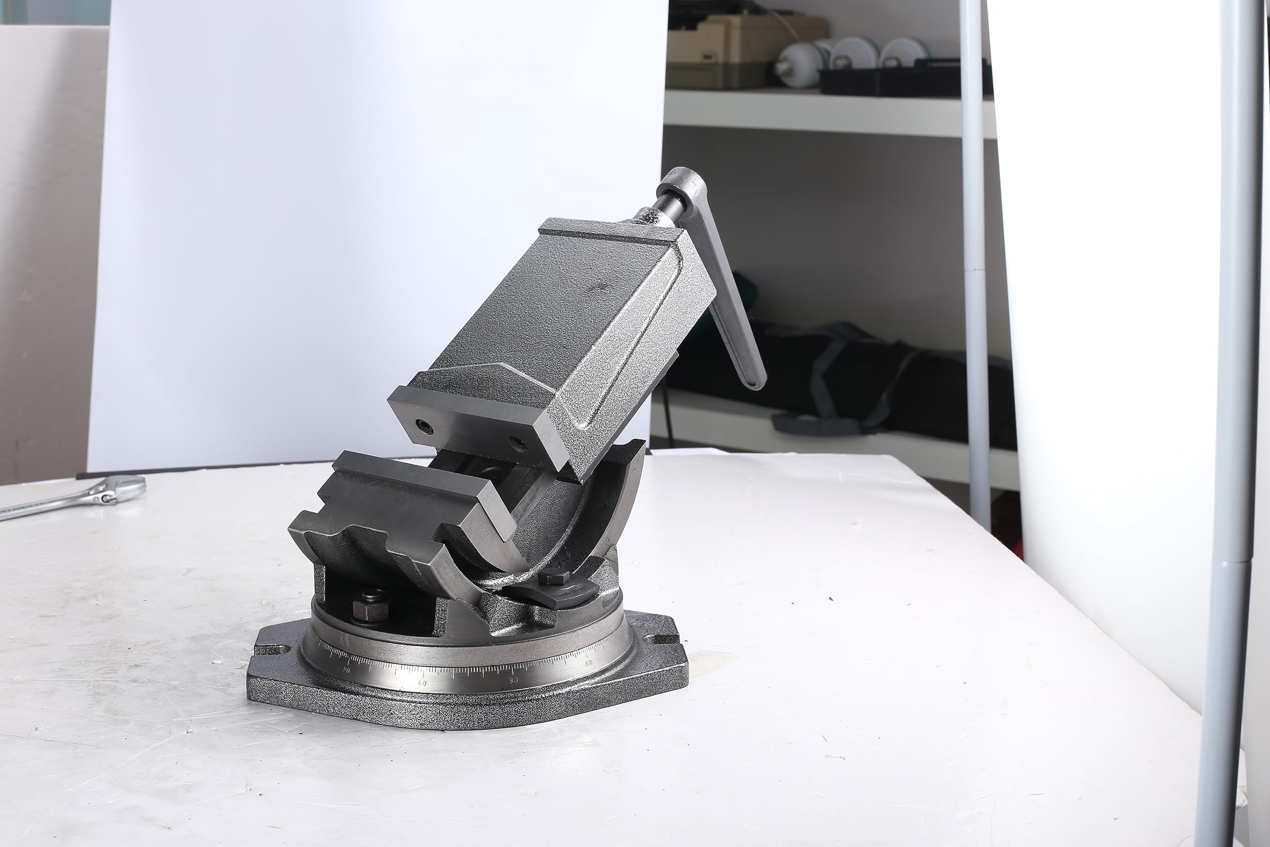 Morsa da Banco 125mm,Morsa di Precisione per Macchinari con Base Girevole Trapano a Colonna Radiale Tornio e Fresatrice Morsetto per Fresatura, Foratura e Finitura di Pezzi di Precisione