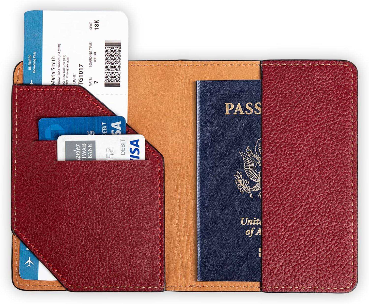 PEGAI Passport Holder for Travel | Passport Case, Personalized Full-Grain Handmade Leather Passport Wallet | Travel Essentials for Women, Passport Cover for Men, Family | Diplomat (Burgundy)