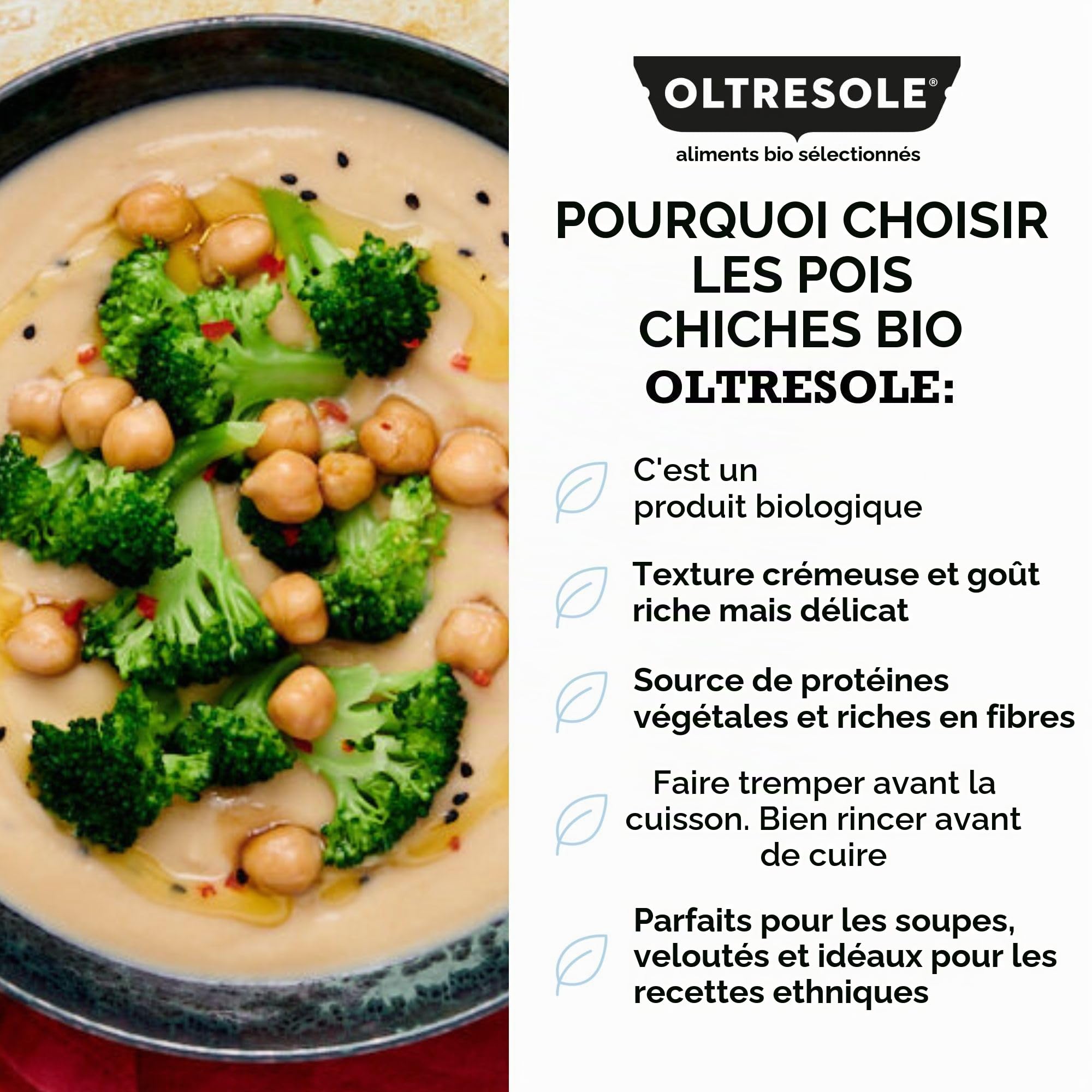 Oltresole, Pois Chiches Bio 5 Kg, Légumineuses sèches biologiques issues de cultures contrôlées, Excellentes pour les soupes, les salades, les légumes et les recettes saines, Format pratique