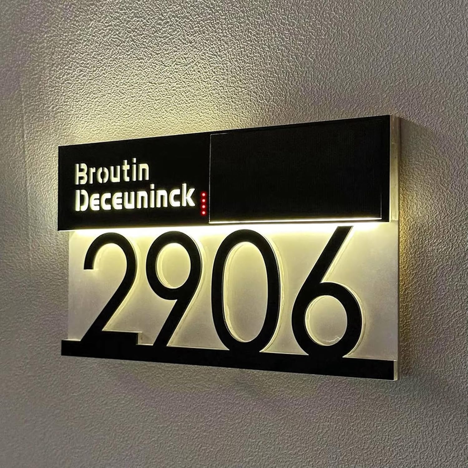 Solar Powered House Number Sign – Waterproof LED Address Plaque with Lighted Numbers – Custom Solar Door Plate for Home, Yard, Apartment, or Business – No Wiring Required (01)