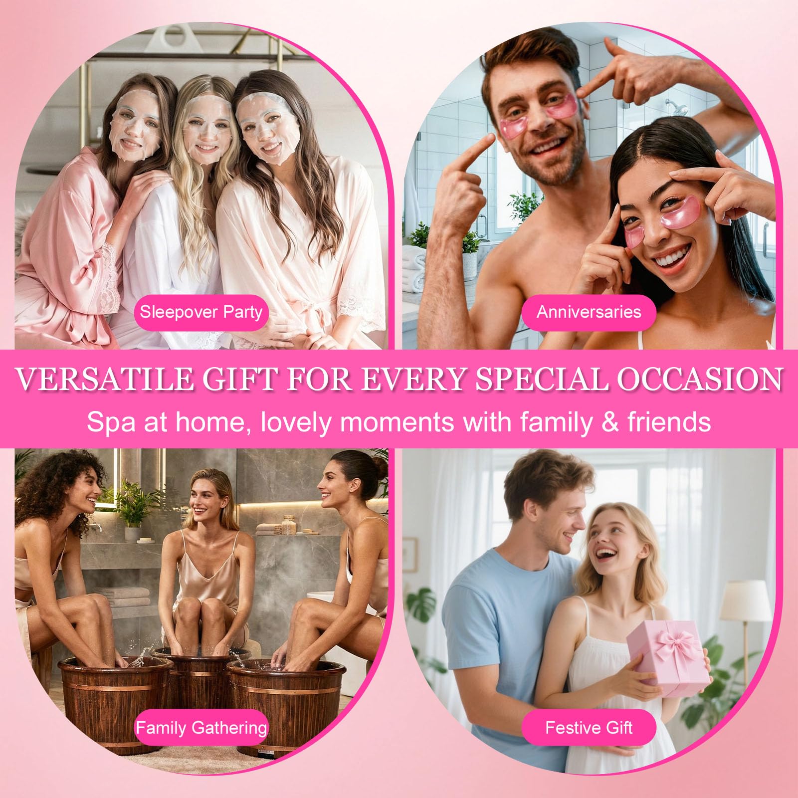 Set Spa Mujer 50 Piezas, Kit Skincare para Regalo Mujer y Niñas con Mascarillas Faciales, Parches Oculares, Crema Manos, Bálsamo Labial, Mascarilla Labios, Bombas Baño y Bolsas Regalo