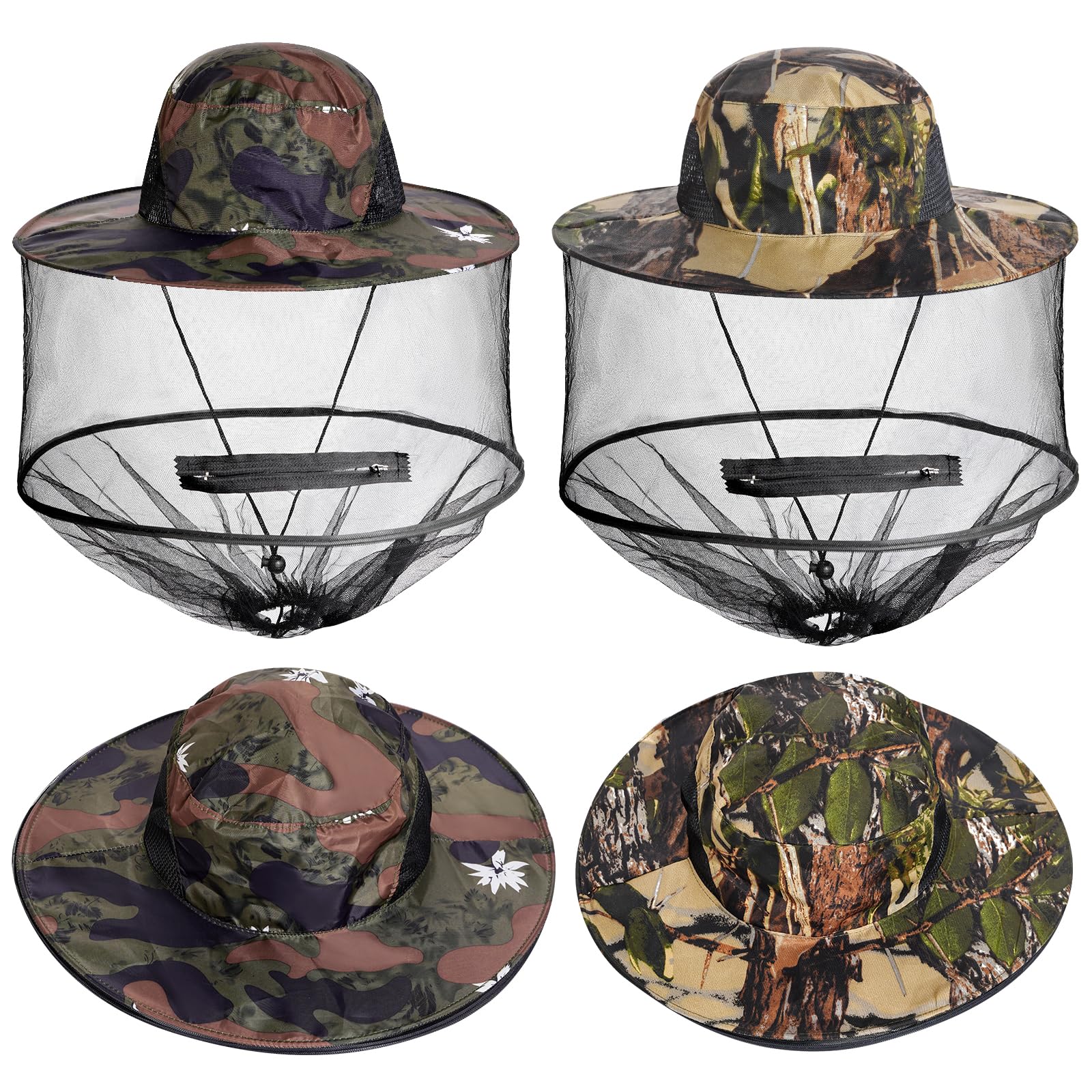 Sucrain2 Pack Mosquito Head Net Hat Sun Hat Garden Bug Hat with Hidden Net Mesh for Outdoor Gardening Beekeeping