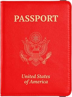 PU Leather Passport Card Holder Cover Combo Waterproof Wallet Combo for Women Girl Badge ID Vaccine Card Holder Wallet Travel Essentials Bright Red
